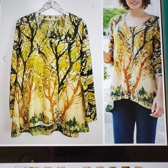 Soft Surroundings m Anabel knit tunic forest scene long lines - Picture 8 of 10